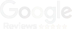 Logo depicting "Google Reviews" with a five-star rating underneath; the stars transition from filled to outlined, suggesting a rating scale.